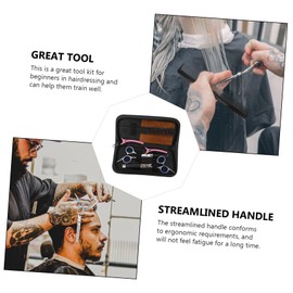 TOVINANNA 7pcs Barber Haircut Tool Set Storage Box Professional Hairdressing Scissors Comb Clips Ergonomic Design for Comfortable Grip for Salon Use and Home Grooming