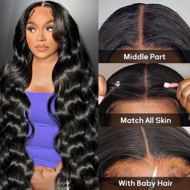PYY 28 Inch Lace Front Wigs Human Hair Pre Plucked 250 Density Body Wave 13x4 HD Lace Front Wigs for Women Human Hair Glueless Natural Color