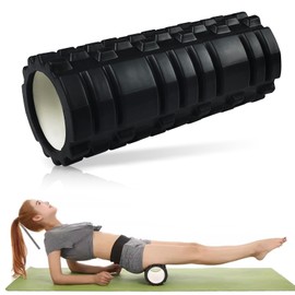 Brevanza Fascia Roller Spine, Foam Roller Massage, Facial Roller for Self-Massage, Fitness Roller with 3D Texture Massage, Pilates Roller for Neck, Back, Black, (33 cm x 14 cm)