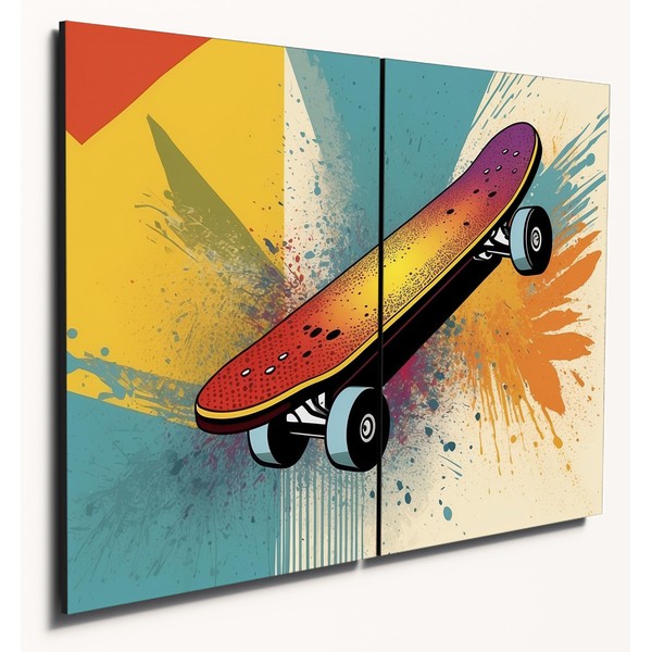 The Plum Penguin A4 Wooden Wall Art Skateboard Pop Art