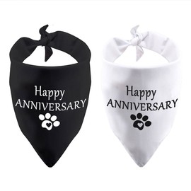 2 Pack Happy Anniversary Dog Bandana Pregnancy Announcement Baby Announcement Gift (Happy Anniversary 2 Pack)