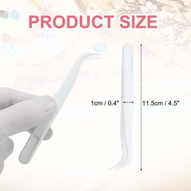 sourcing map 12 Pack Plastic Tweezers for Crafts, 4.5" Long Bent Disposable Stickers Tweezers Bulk for Picking DIY Bead, Jewelry Making, Baking Decoration, Animal Feeding(White)