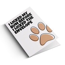 Funny Dog Birthday Card, A5 Size, Humorous Pet Theme Greeting Card with Paw Print Design