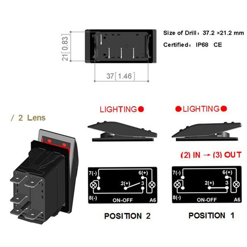 Etopar Car Boat 12V 20A 24V 10A Momentary Red Cover