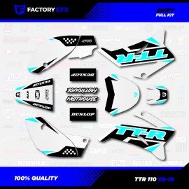 Factory EFX White & Cyan Shift Racing Graphics Kit fits 08-25 YAMAHA TTR110 TTR 110 decal