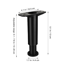 Veemoon Pack of 2 Bed Support Frames, Adjustable Bed Frame, Legs for Bed Frame, Adjustable Legs, Adjustable Furniture Legs, Stabiliser, Plastic, Steel, Raised Black, Adjustable