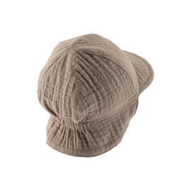 Sterntaler Peaked Cap Neck Plain – Boys Hat with Small Neck Protection and Tie Band – Summer Hat Made of Airy Cotton Muslin – Sun Hat – Baby and Children's Headpiece, taupe, 49