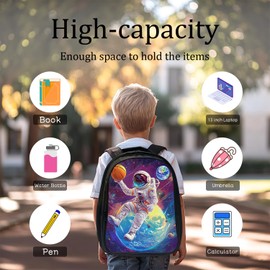 Quorin Astronaut Backpack Funny Spaceman Basketball School Bag 3PCS Backpack 16 Inch Set with Lunch Bag Pencil Case Lightweight for Teen Boys Girls Kids Elementary Middle School