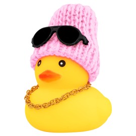 wonuu Rubber Duck Car Ornaments Yellow Duck Car Dashboard Decorations with Propeller Helmet for Christmas Decor and Home Decorations for Adults (U-Pink)