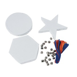 Fun Express Do It Yourself Hexagon & Star-Shaped Cardstock Tambourines for VBS, Kids Crafts & Fun Home Activities - Sizes from 4.25" to 5.5" - 12 Pieces