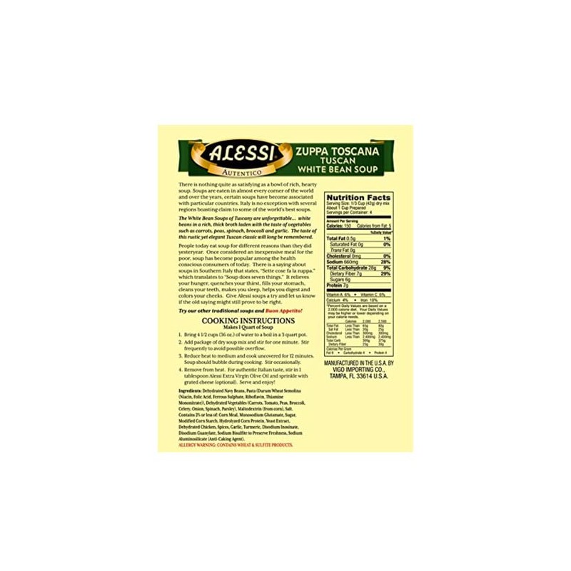 Alessi Autentico Premium Soups, Traditional Flavors, 6oz (Tuscan White Bean,