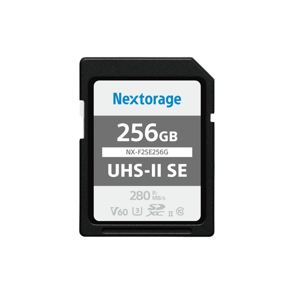 Nextorage NX-F2SE256G/INE 256GB UHS-II V60 SDXC Memory Card, F2SE Series, 4K, Max Read Speed 280MB/s and Write Speed 170MB/s