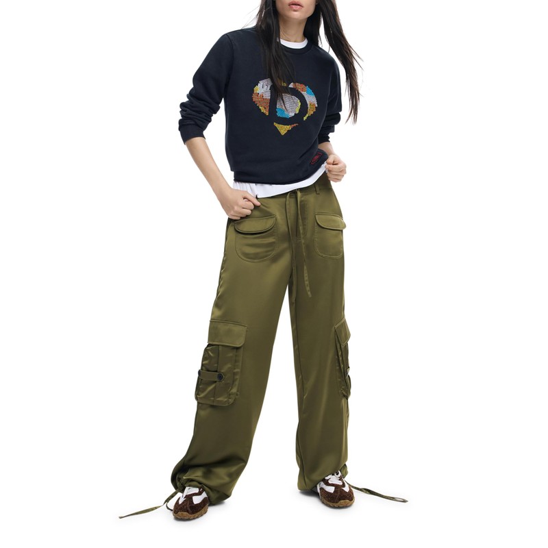 Desigual Donna Felpa con ricami a forma di cuore.