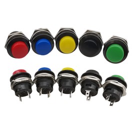 YFFSFDC Push Button Switch SPST Moment Push Button Switch 6A/125V Universal Switches for Cars and Small Appliances, 5 Colors, Set of 10
