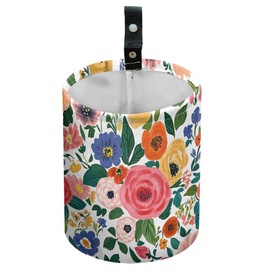 DELORIGIN Flower Leaves Car Trash Can Waterproof Garbage Can Car Seat Back Hanging Trash Bag Portable Camping Garbage Bin Storage Bag Collapsible Trash Container for Vehicle Kitchen Camping