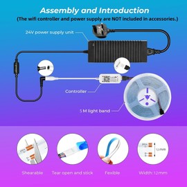 INDARUN RGBW Cob Led Strip Light 5m, 784LEDs/Meter 5m Led Tape Light for Home Decoration(RGB+Cool White)