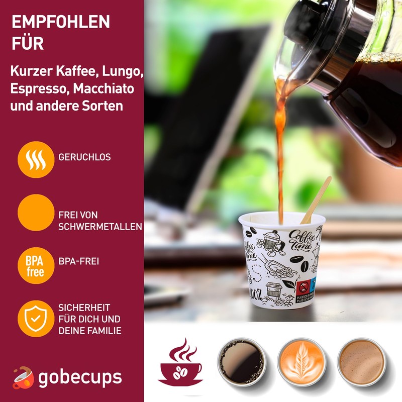gobecups 100 Disposable Coffee Cups 110 ml / 4 oz