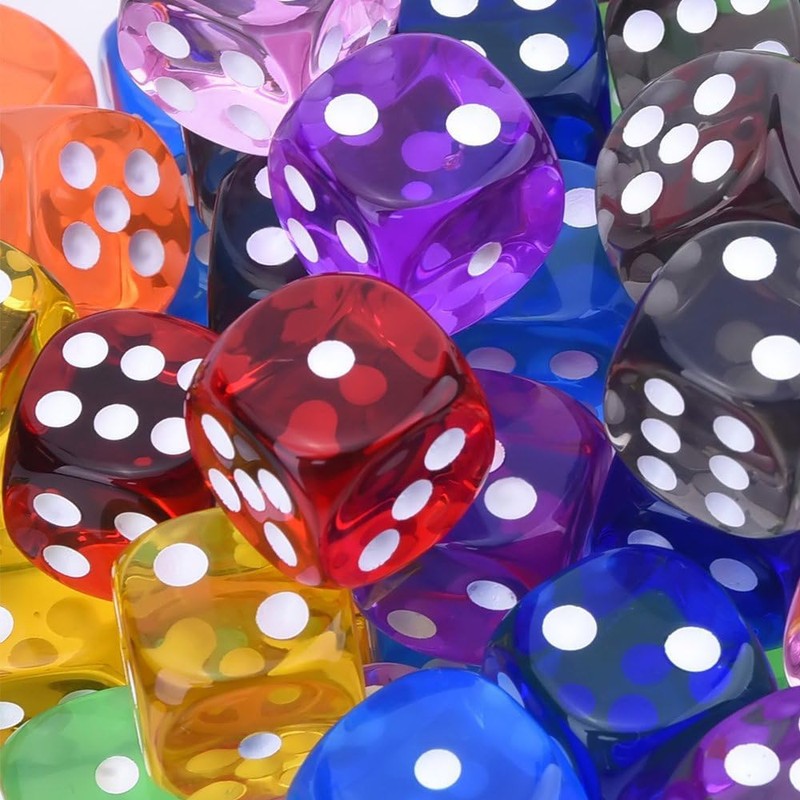 Mikankawa Translucent Acrylic Dice, 0.6 inch (16 mm), 8 Colors,