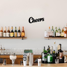 Cheers Lettering - Decorative Bar Wall Sign - Counter Decoration - Living Room Wall Decoration for Home - Wall Sticker - Home Wall Art - Kitchen or Bedroom - Plastic Wall Sign