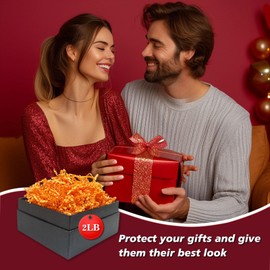 Tisspoms 2LB Crinkle Cut Paper Shred Filler, Paper Shreds for Basket Fillers, Birthday, Gift Wrapping, Anniversary, New Years, Valentine's Easter Gift Decor Party Filler (Fluorescent Orange)