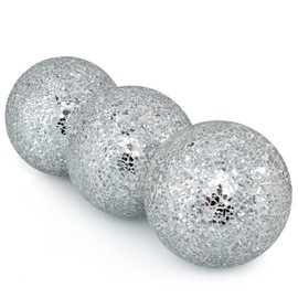 MDLUU 4" Decorative Orbs, Mosaic Sphere Balls, Centerpiece Balls for Bowls, Vases, Dining Table Decor, Pack of 3 (Silver)