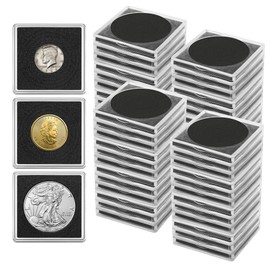 40 Pcs Coin Holders for Collectors, Clear Coin Cases with 5-Size Sponge Gaskets 20/25/30/35/40mm, Plastic Coin Slabs and Coin Protectors for Silver Dollar Collectors Collection Supplies, Black