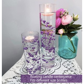 50 Pcs Pearl String for Floating Candles Centerpiece, Purple Faux Pearl Beads Vase Filler for Wedding Table Décor.