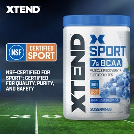 Scivation XTEND Sport BCAA Powder Blue Raspberry Ice - Electrolyte Powder for Recovery & Hydration with Amino Acids - 30 Servings