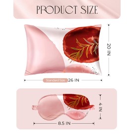 Miss Adola Mulberry Silk Pillow Case for Hair and Skin 19 Momme Standard 26"x20" Blush Pk Silk Pillowcase with Eye Mask & Scrunchie Soft Silk Pillowcase Sleeping for Moms, Women