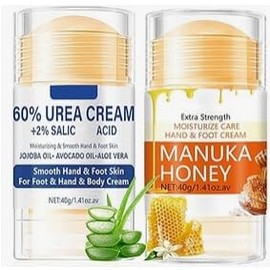 NovaCharm Urea Cream 60%, 2Pcs Maximum Strength Foot Cream for Dry Cracked Heels and Feet, Callus Remover, Urea Cream for Feet, Hands, Knees, Hydrates & Exfoliates