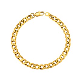 Supcare Stainless Steel Bracelets for Men, 6mm Cuban Link Chain Bracelet Gold, Men's Bracelets 19cm