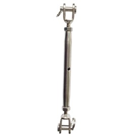 Sunload Shroud Tensioner with Two Fixed Forks, Stainless Steel AISI 316 V4A Rustproof (M8)
