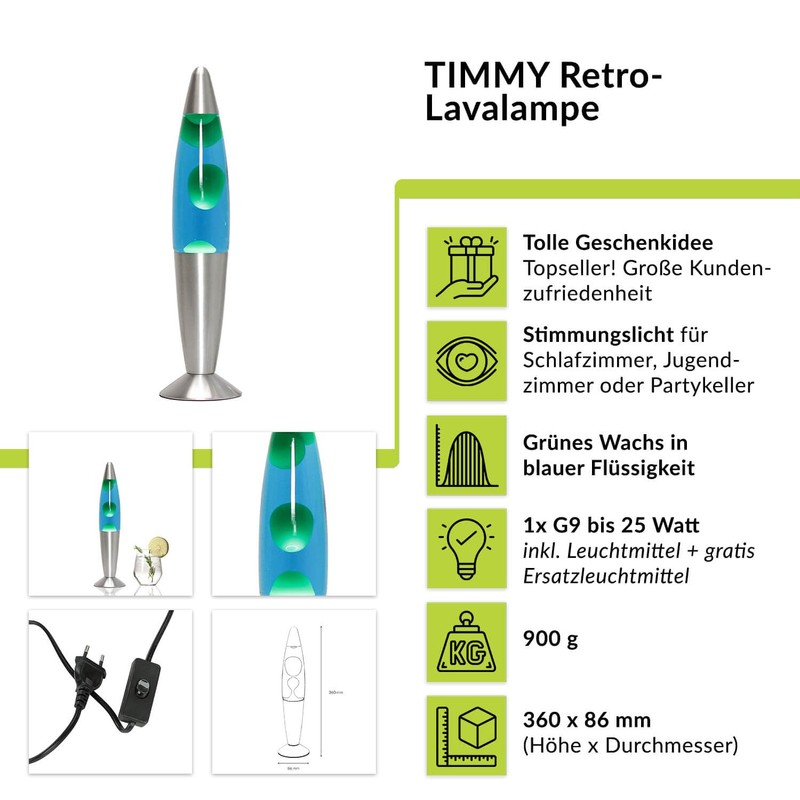 Original Retro Blue - Green Lava Motion Floor or Table