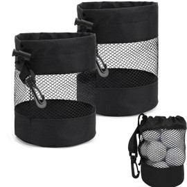 ZKFSIE Golf Ball Bags – 2 Pack Mesh Ball Pouch with Drawstring, Lightweight & Durable Golf Ball Sack for Practice, Training, and Storage (Black)