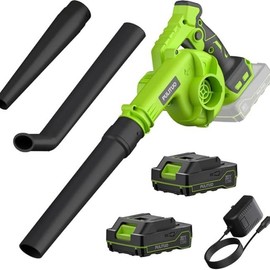 PULITUO Cordless Leaf Blower with 4.0Ah Battery and Charger Lightweight for Lawn Patio Yard Garden Dust:_1 Battery-Green
