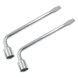Unlorspy 2Pcs 24mm Car Spare Tire Lug Wrench Heavy Duty L Type Hex Key Lug Wrench Hexagon Slotted End Socket Repair Tool for Car