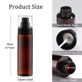 Cosywell Fine Mist Spray Bottles 3.5oz/105ml 5 Pack Leak Proof Misting Spray Bottle Refillable Plastic Hair Spray Bottle for Perfume Skincare Toners Water Cosmetics (Brown)