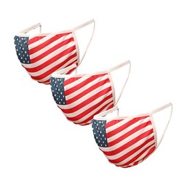 Island Wear 3-Pack Unisex 2-Ply Fashion Washable Reusable Shield Breathable Face Cover (American USA Flag)