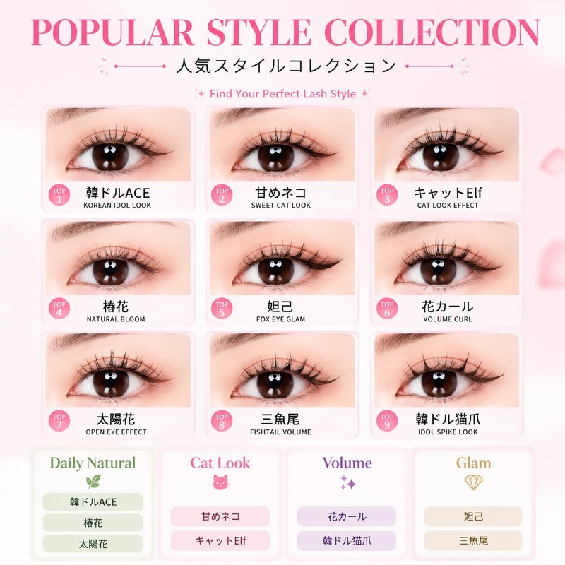 LashCharm Flower Curls Glueless False Eyelashes Bulk Eyelashes Partial False