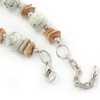 Avalaya White Ceramic Bead, Beige Shell Nugget Necklace In Silver