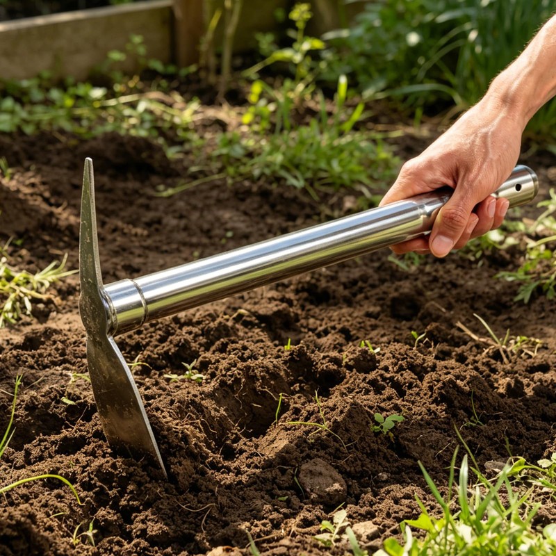 Meejaa Gardening Picks, 15'' Stainless Steel Pickaxe,Mattock Tool Shovels, for