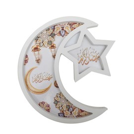 Moon Star Tray,Wall Hanging Ramadan Tray,Eid Mubarak Food Tray,Wooden Plate Tray,Dessert Serving Dish,Candy Snack Dish for Home