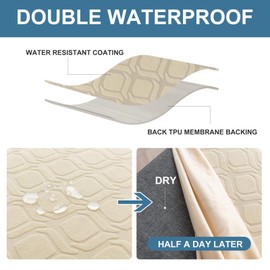 Genina Waterproof Seat Covers for Dining Room Chairs, Stretch Chair Covers Removable Washable Dinning Room Kitchen Chair Seat Cushion Slipcovers (Jacquard-Beige, 6 PCS)