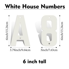 6 Inch White Metal Letters, Modern House Numbers for Outside, White Door Mailbox Numbers, Metal House Address Letter and Number for Office Apartment Outside (3)