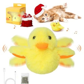 Juguete Pato Interactivo para Gatos, USB Recargable, Que Se Pueden Usar para Gatos Masticar/Patear/Jugar (Yellow)