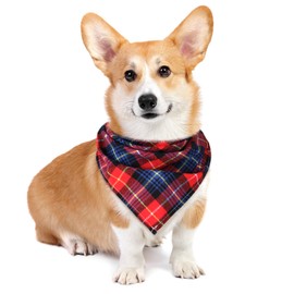 6 Pieces Triangle Dog Bandana Dog Scarf Plaid Printing Adjustable Bibs Scarf Washable Square Kerchief Bandana Set for Small to Large Puppy Cat(22 Inch,Retro Style)