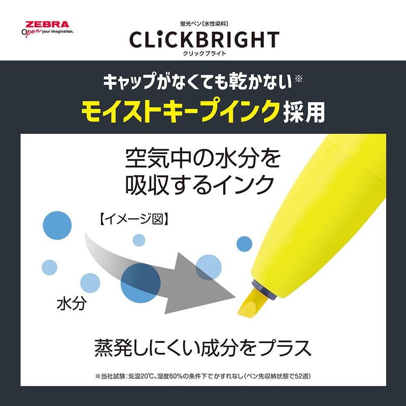 ZEBRA Click Bright WKS30-6C Highlighter, 6 Colors