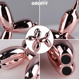 Figura Decorativa de Perro Globo Decoración Del Hogar, 17*17*7cm Estatua de Perro con Globo Galvanizado Brillante, Figura de Animal de Globopequeño, Escultura Artística, Decoración Moderna (Rosa)