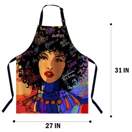 BGBDEIA Fashion Afro American Apron for Women Men, Adjustable Apron Cooking Kitchen Chef Apron for Home Kitchen, Baking Gardening BBQ, Coffee House, Restaurant