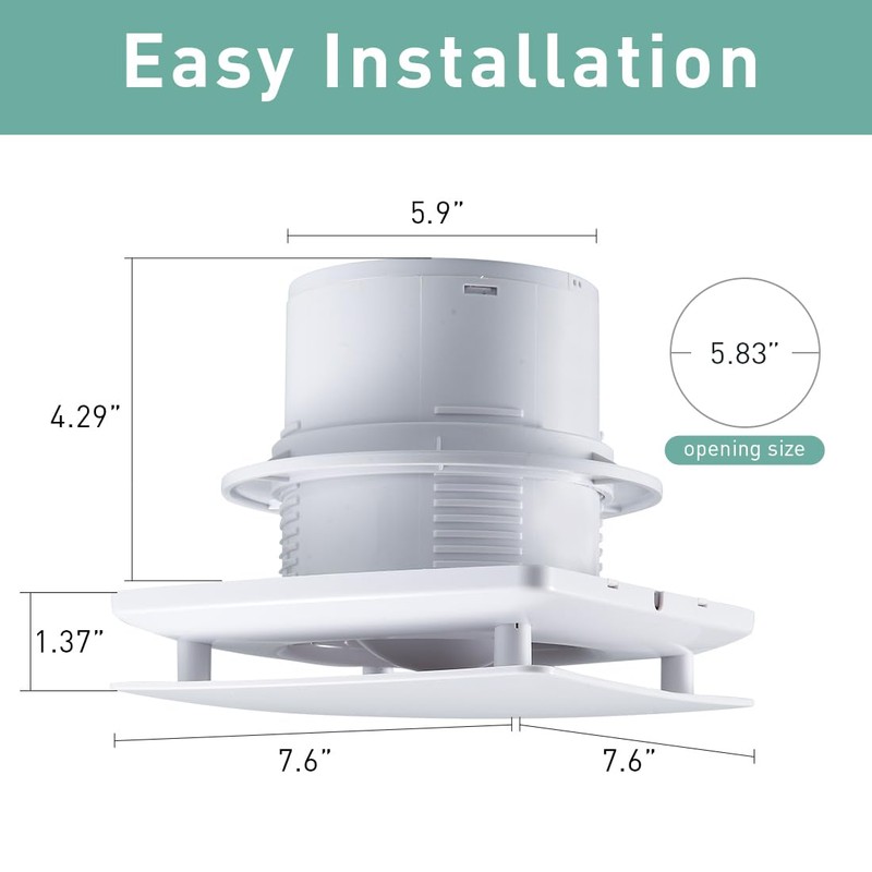 Hehou 5.9 Inch Bathroom Exhaust Automatic Fan Low Noise Window